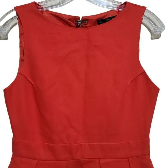 Zara Women's Orange Sleeveless Open Back Fit and Flare Sleeveless Dress Sz Small - Picture 3 of 8